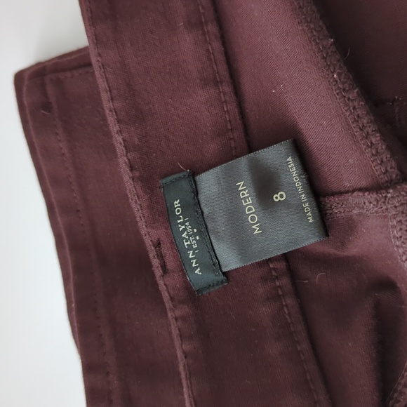 Ann Taylor Modern Fit Seasonless Stretch Trouser Pant Maroon size 8 - Picture 3 of 9